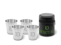 RESET - Set di bicchierini in acciaio inox - 70ml - Con borsetta