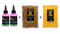5kg Mix Particelle + 5kg Mais + 2x Monster Shrimp Booster Liquido 100ml - Offerta Estiva