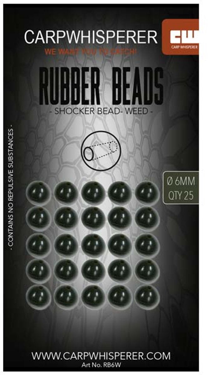 Carp Whisperer Rubber Beads - Weed - 6mm - 25pcs - KarperCentrale
