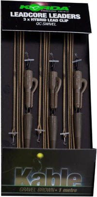 Korda Leadcore Leaders - 100cm - Hybrid Lead Clip QC Swivel - 3 stuks - KarperCentrale